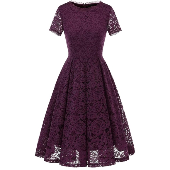 DRESSTELLS Dress Size M Lace Cocktail Dress Tea Length Prom Party Dress - Picture 1 of 11